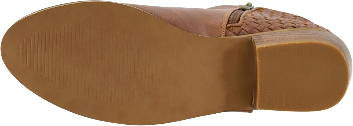 Corkys Footwear Half N Half 2-Inch Stacked Heel Booties, Full Inside Zip, Unique Woven Texture, Memory Foam Insoles