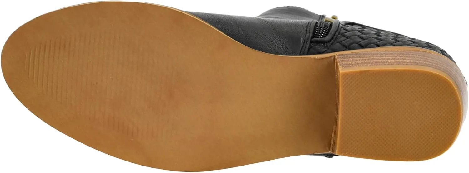 Corkys Footwear Half N Half 2-Inch Stacked Heel Booties, Full Inside Zip, Unique Woven Texture, Memory Foam Insoles