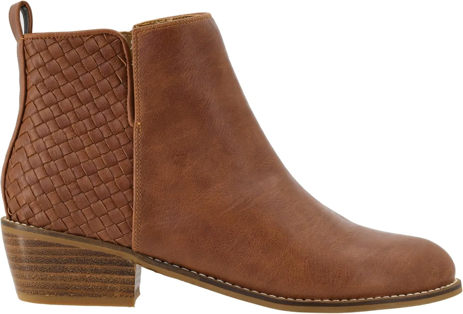 Corkys Footwear Half N Half 2-Inch Stacked Heel Booties, Full Inside Zip, Unique Woven Texture, Memory Foam Insoles