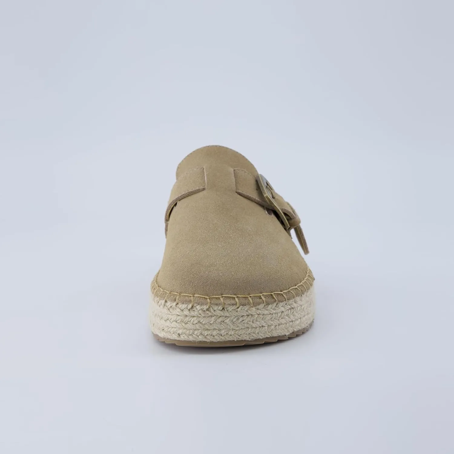 CUSHIONAIRE Andy Women’s Espadrille Mule – Suede Slip-On Clog with Adjustable Buckle, Cushioned Insole & Jute Platform