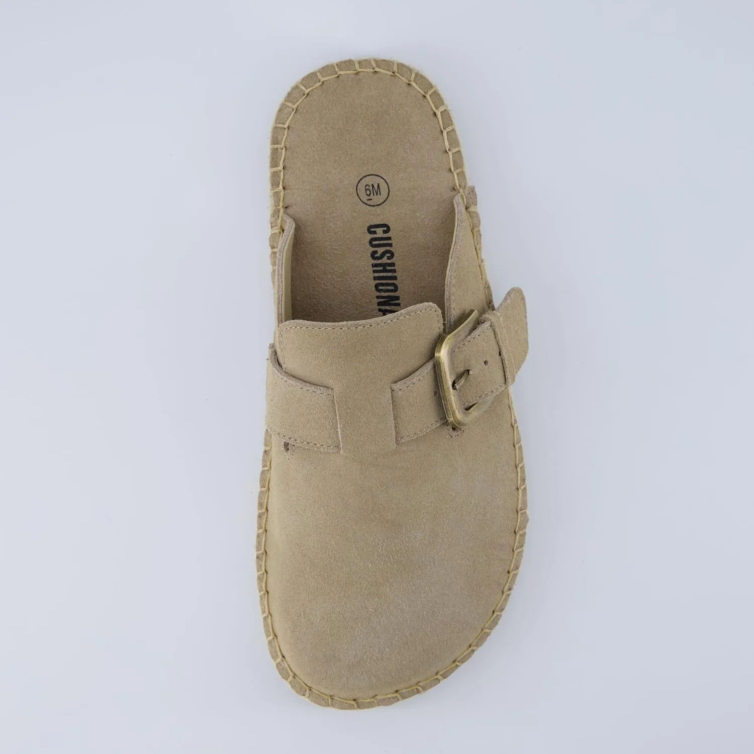 CUSHIONAIRE Andy Women’s Espadrille Mule – Suede Slip-On Clog with Adjustable Buckle, Cushioned Insole & Jute Platform