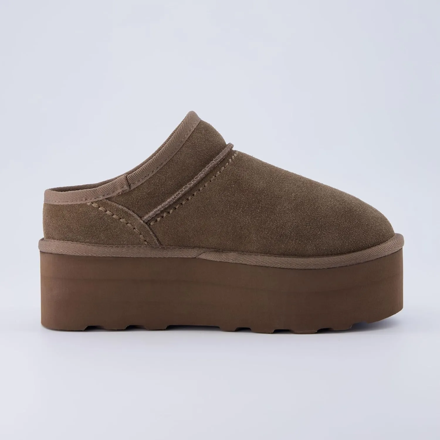 CUSHIONAIRE Women's Huggy Genuine Suede Cozy Mule Platform  Memory Foam, Wide Widths Available