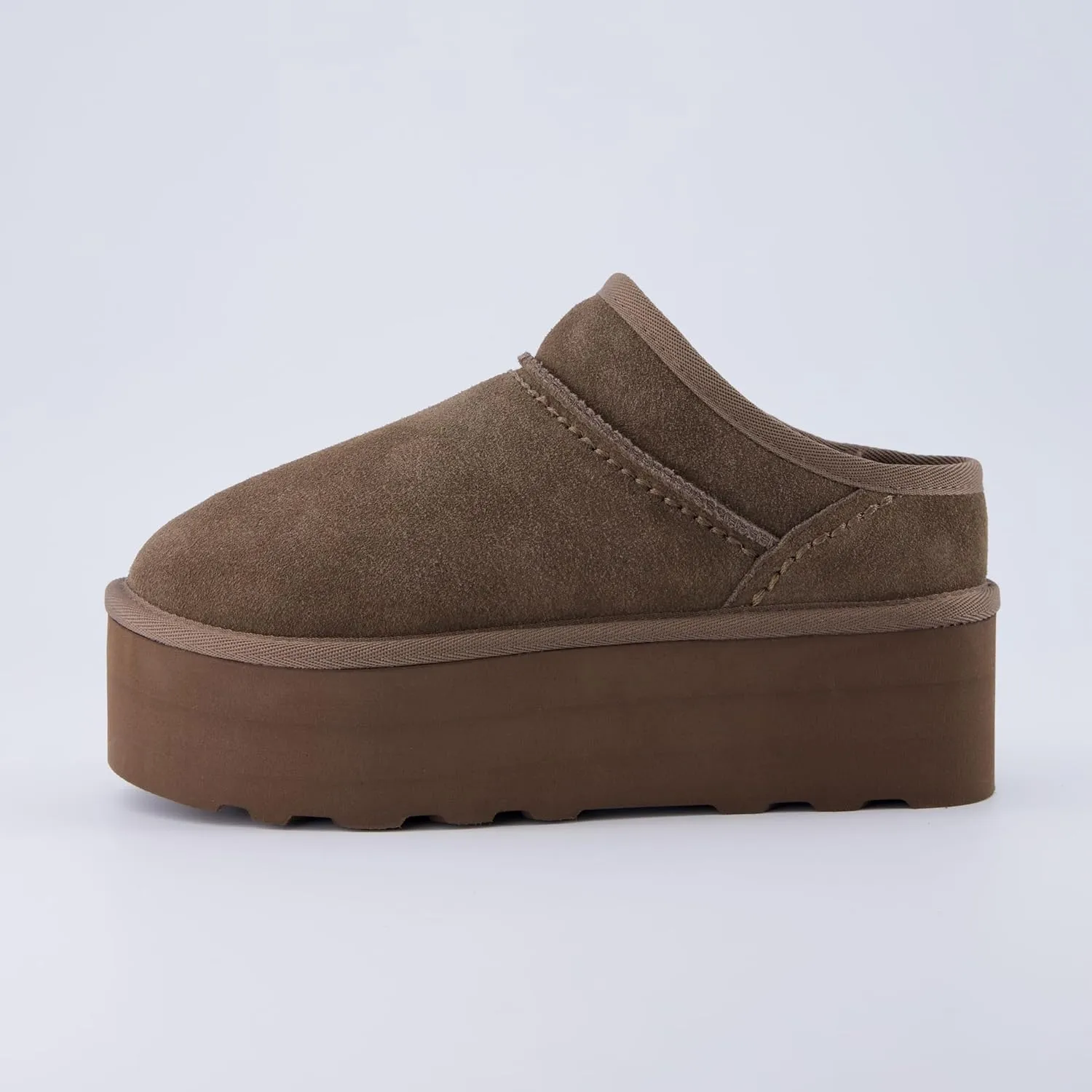 CUSHIONAIRE Women's Huggy Genuine Suede Cozy Mule Platform  Memory Foam, Wide Widths Available