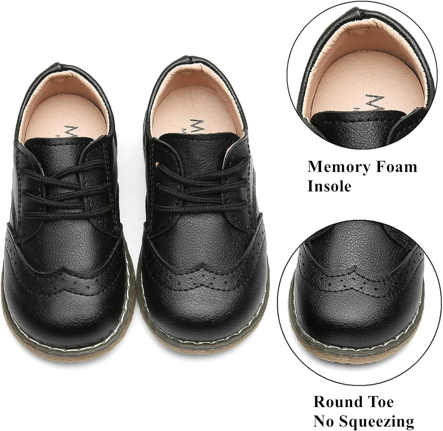 DADAWEN Toddler Boys Girls Dress Shoes Comfort Oxford Shoes Wedding Church Dress Shoes Lace Up School Uniform Loafer Flats (Toddler/Little Kid)