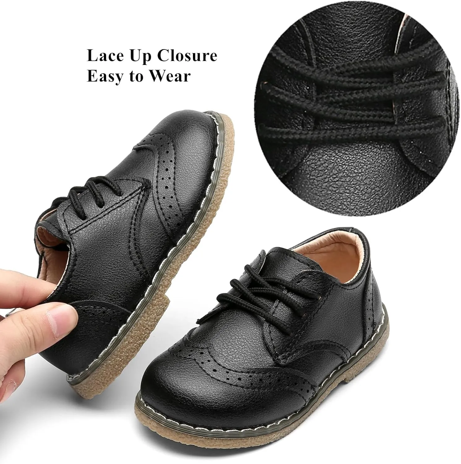 DADAWEN Toddler Boys Girls Dress Shoes Comfort Oxford Shoes Wedding Church Dress Shoes Lace Up School Uniform Loafer Flats (Toddler/Little Kid)