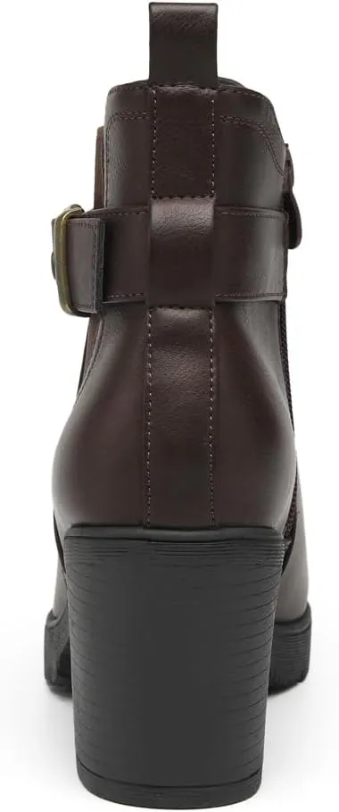 DECARSDZ Women's Ankle Boots Elastic Slip-On Chunky Heel Platform Fashion Booties Shoes