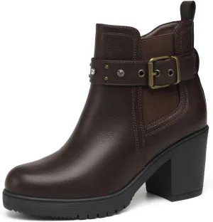 DECARSDZ Women's Ankle Boots Elastic Slip-On Chunky Heel Platform Fashion Booties Shoes