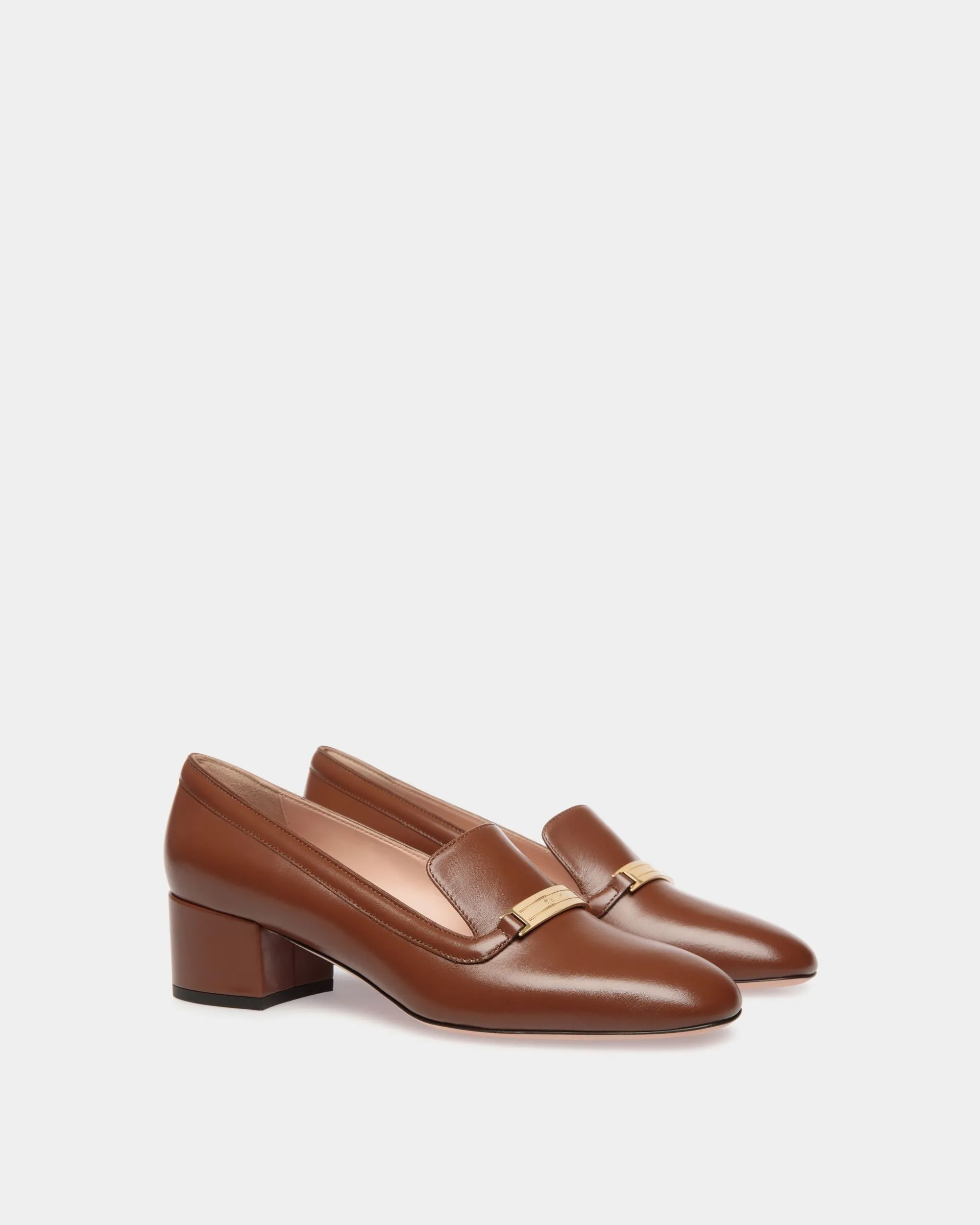 Deco Pump in Brown Leather
