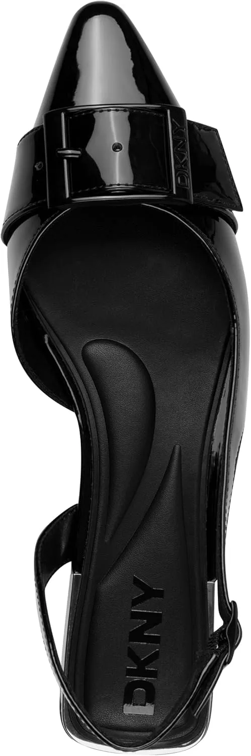 DKNY Women's Clemma Slingback Loafer Mule with Belt Detail Heeled Sandal