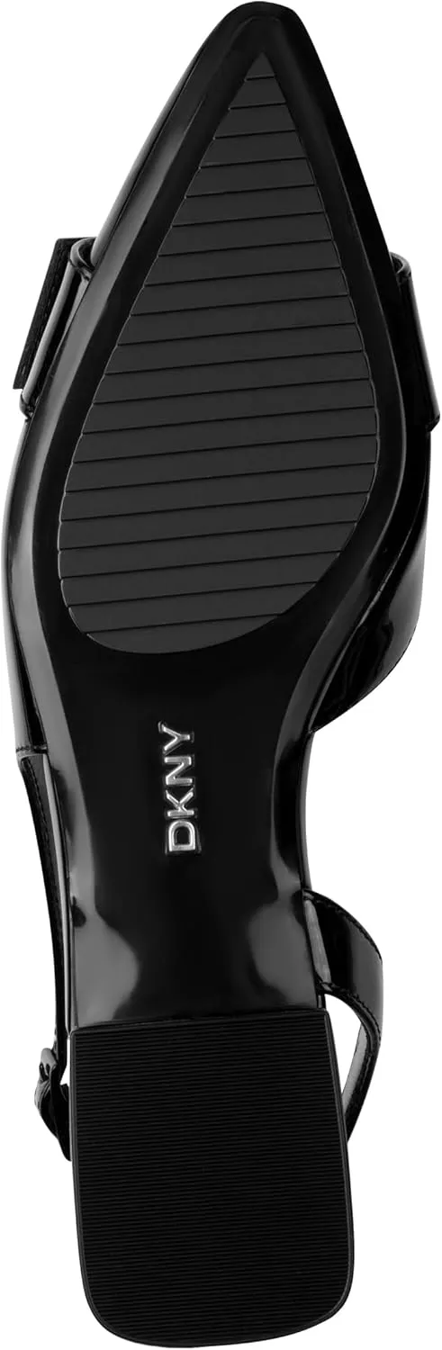 DKNY Women's Clemma Slingback Loafer Mule with Belt Detail Heeled Sandal