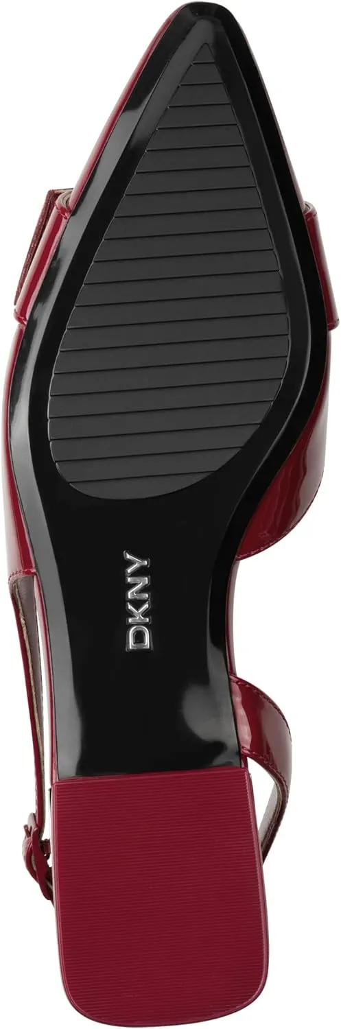 DKNY Women's Clemma Slingback Loafer Mule with Belt Detail Heeled Sandal