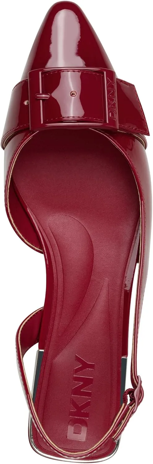 DKNY Women's Clemma Slingback Loafer Mule with Belt Detail Heeled Sandal