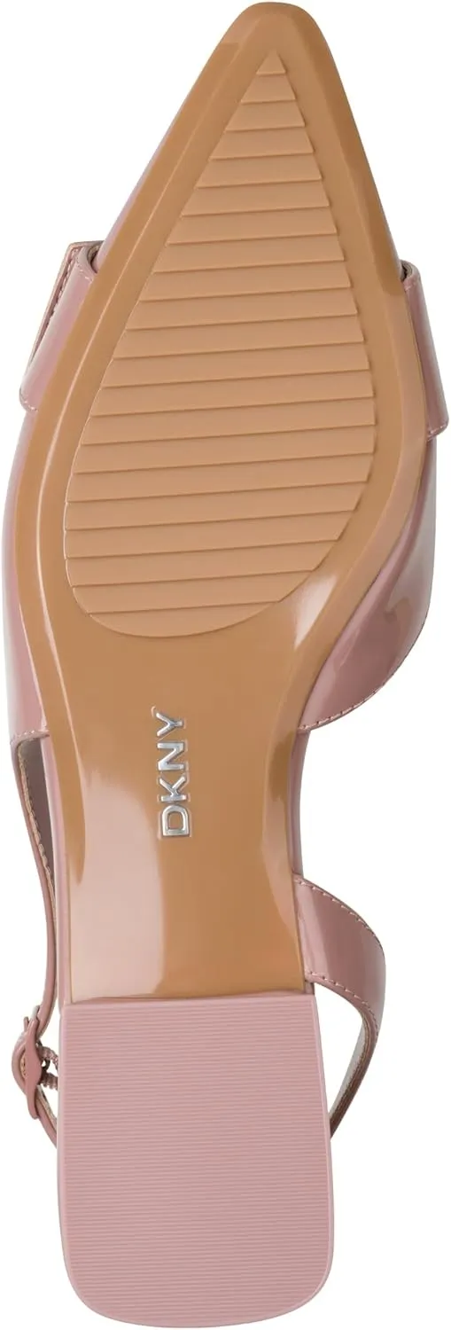DKNY Women's Clemma Slingback Loafer Mule with Belt Detail Heeled Sandal