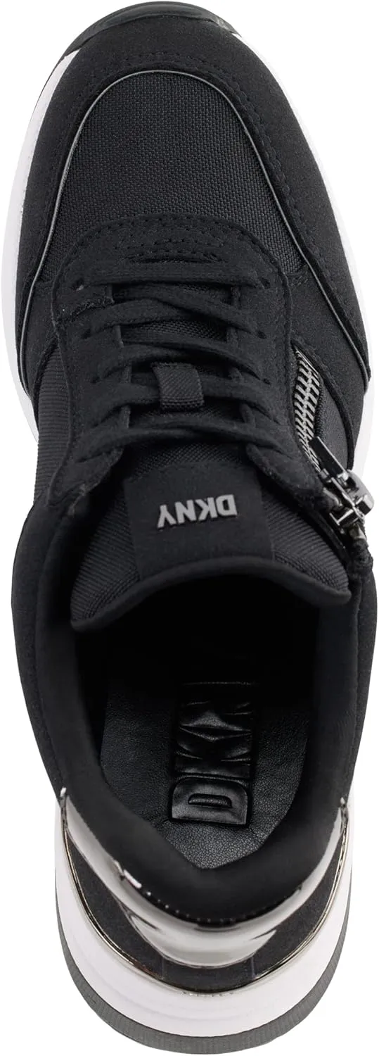 DKNY Women's Kaden Lace Up Wedge Sneaker with Side Zipper