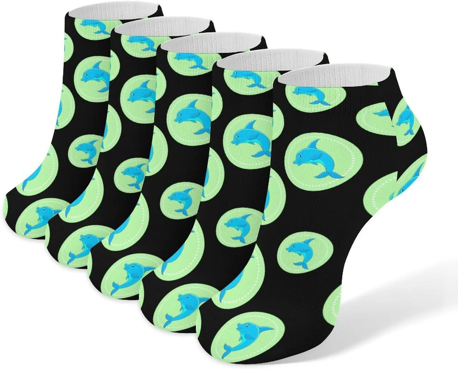 Dolphin Ankle No Show Socks Soft Loafer Socks Low Cut Non Slip Flat Sock 5 PC