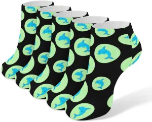 Dolphin Ankle No Show Socks Soft Loafer Socks Low Cut Non Slip Flat Sock 5 PC