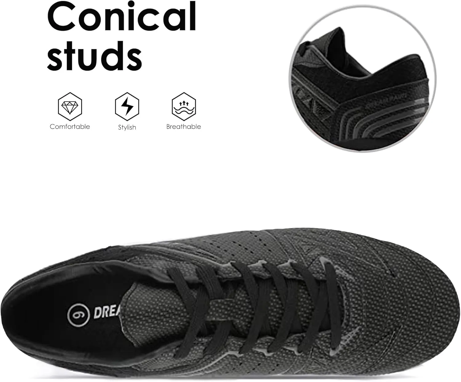 DREAM PAIRS Mens Sport Flexible Athletic Lace Up Light Weight Outdoor Cleats Football Soccer Shoes