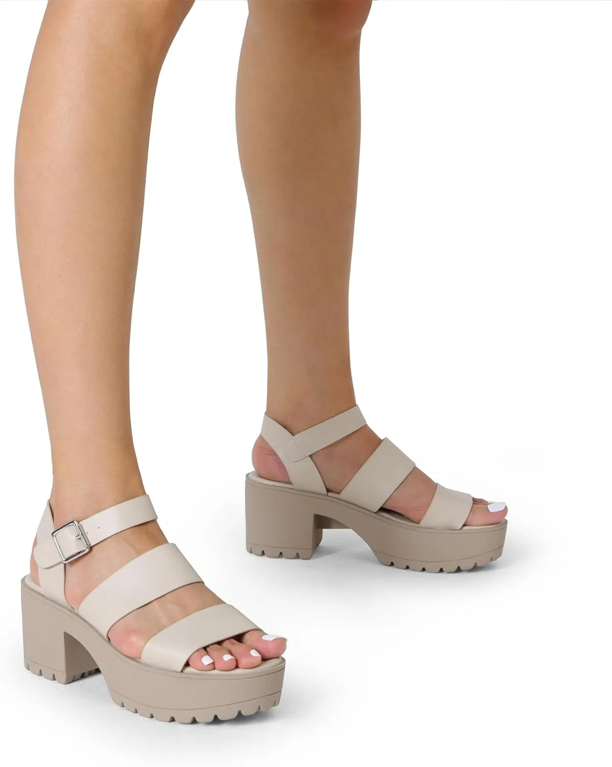 DREAM PAIRS Platform Heels for Women Lightweight Chunky Open Toe Stylish Comfortable Fisherman Sandals with Adjustable Ankle Strap