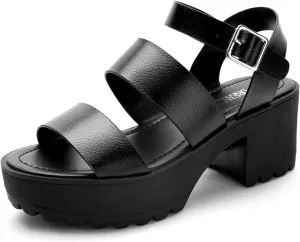 DREAM PAIRS Platform Heels for Women Lightweight Chunky Open Toe Stylish Comfortable Fisherman Sandals with Adjustable Ankle Strap