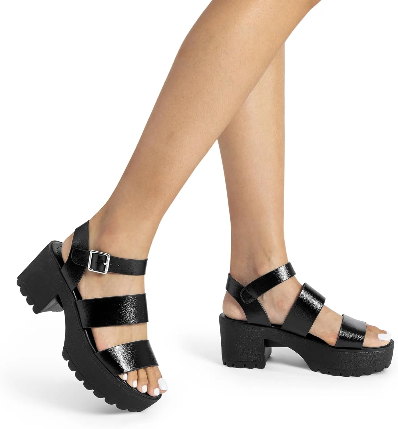 DREAM PAIRS Platform Heels for Women Lightweight Chunky Open Toe Stylish Comfortable Fisherman Sandals with Adjustable Ankle Strap