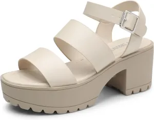 DREAM PAIRS Platform Heels for Women Lightweight Chunky Open Toe Stylish Comfortable Fisherman Sandals with Adjustable Ankle Strap