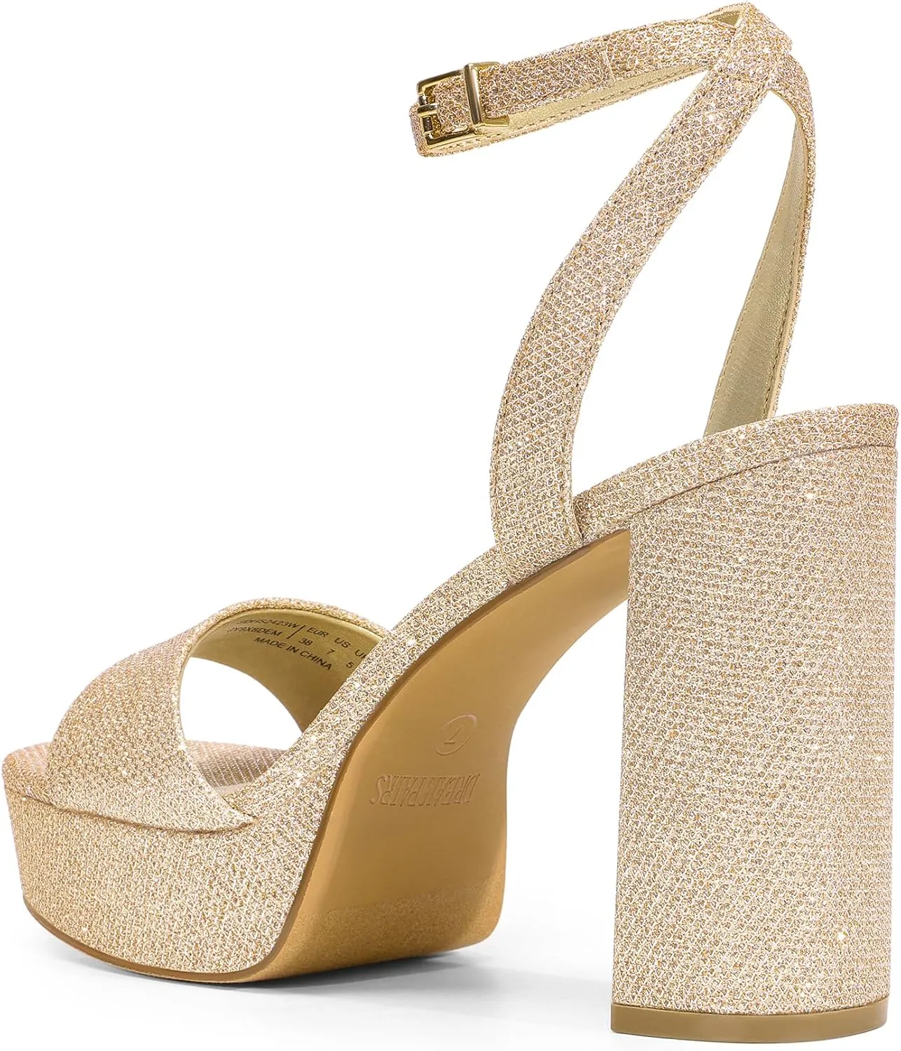 DREAM PAIRS Platform High Heels for Women Chunky Round Open Toe Ankle Strap Stylish Heeled Sandals for Party Prom Wedding