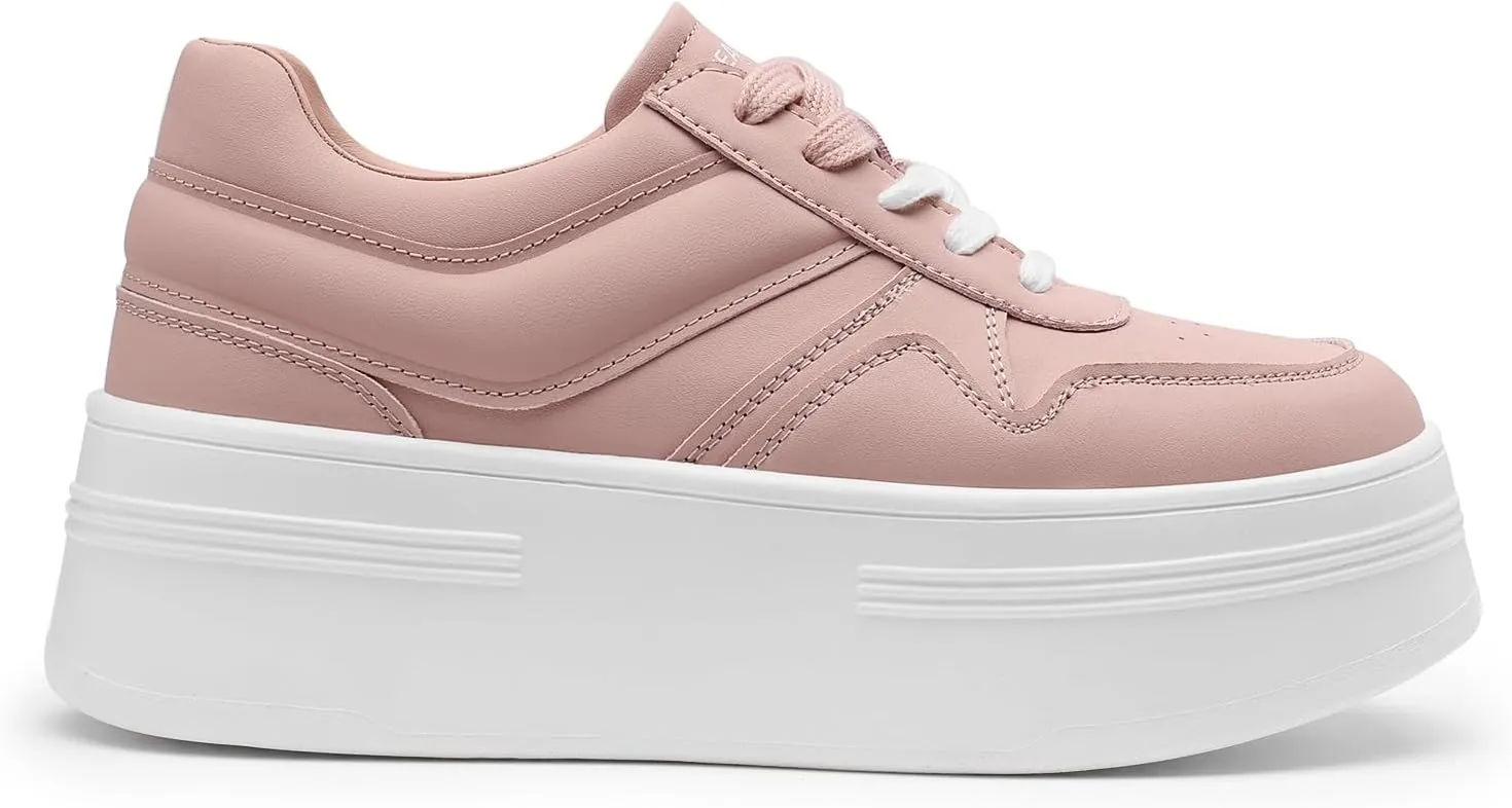 DREAM PAIRS Women Platform High Heel Fashion Sneakers Walking Lace Up Lightweight Stylish Classic Casual Sneaker.