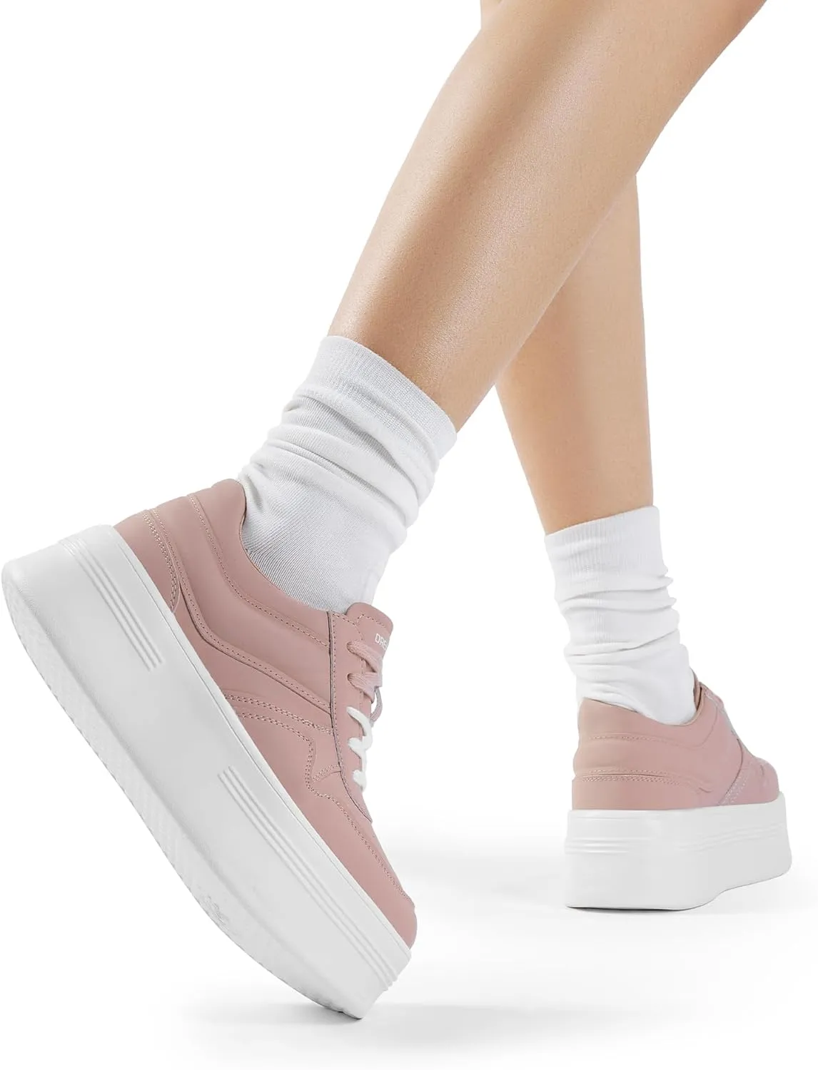 DREAM PAIRS Women Platform High Heel Fashion Sneakers Walking Lace Up Lightweight Stylish Classic Casual Sneaker.