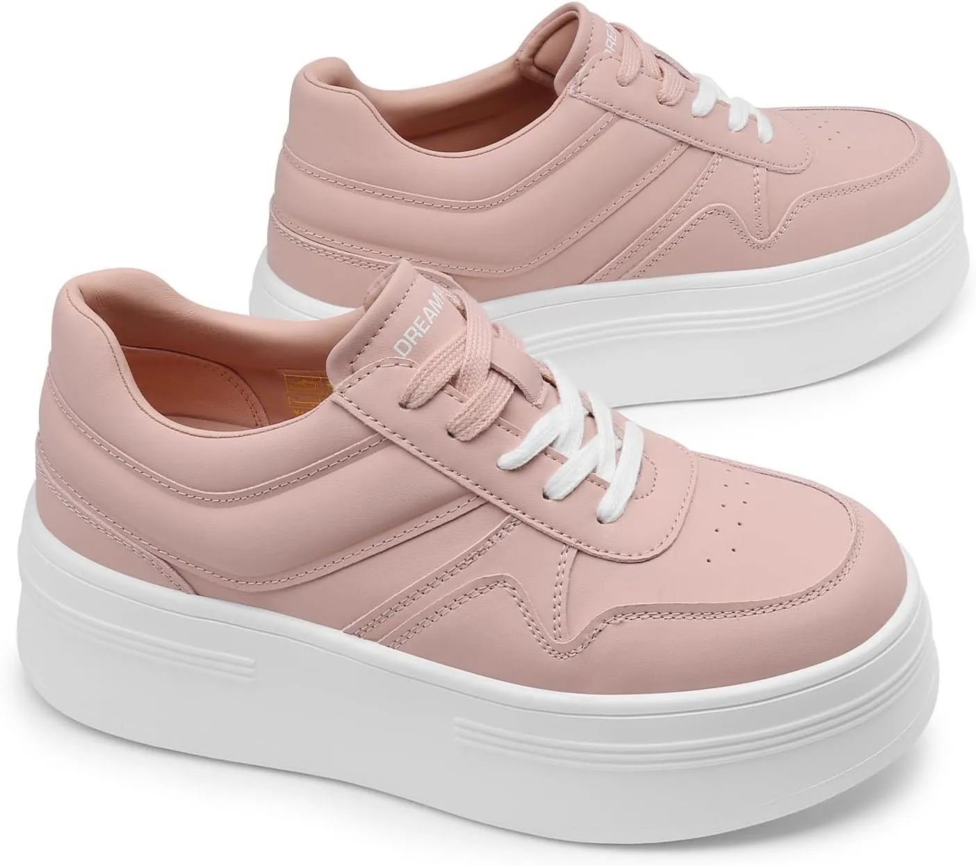 DREAM PAIRS Women Platform High Heel Fashion Sneakers Walking Lace Up Lightweight Stylish Classic Casual Sneaker.