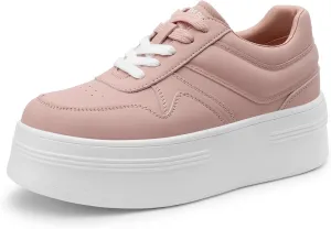 DREAM PAIRS Women Platform High Heel Fashion Sneakers Walking Lace Up Lightweight Stylish Classic Casual Sneaker.