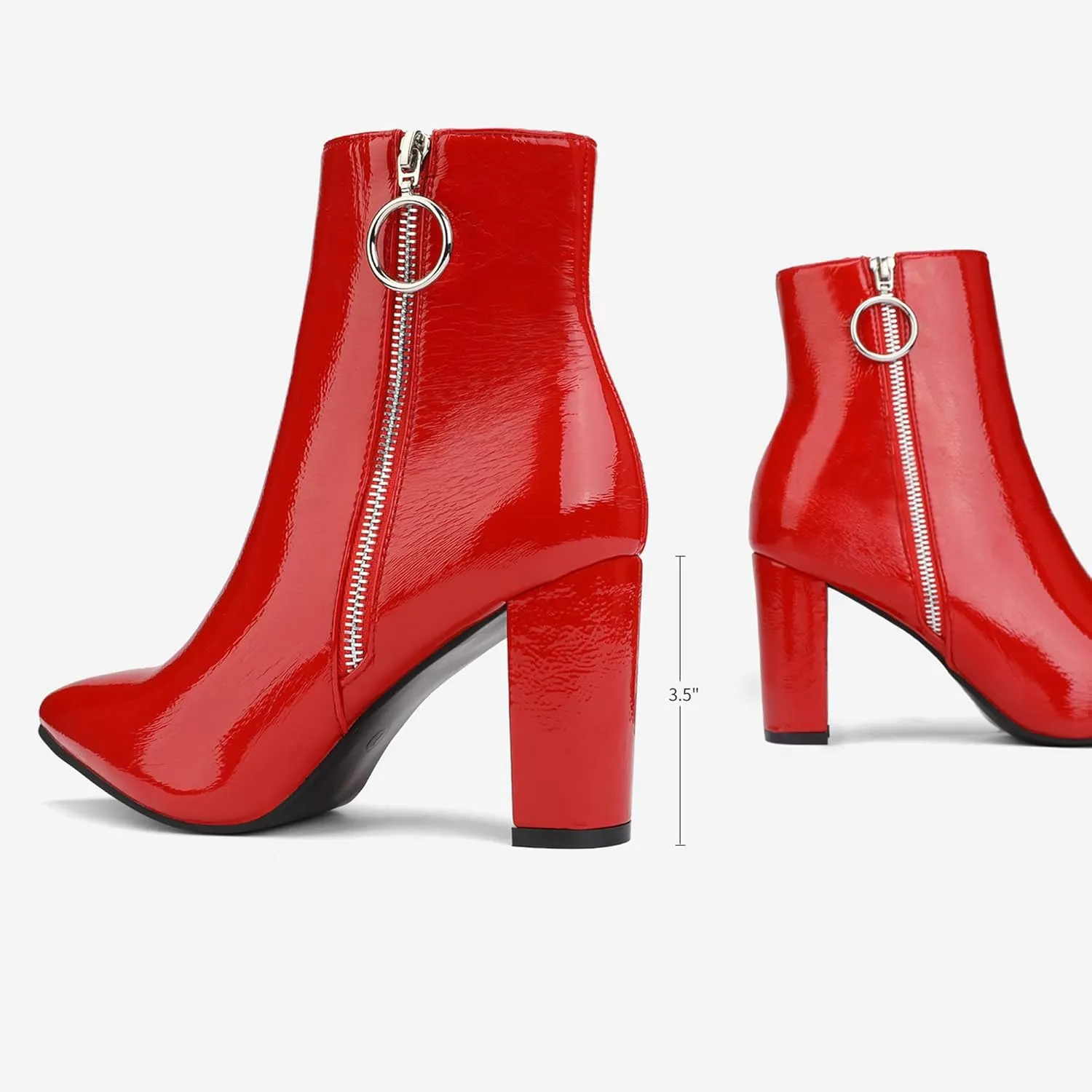 DREAM PAIRS Women's Chunky Heel Ankle Booties Pointed Toe Short Boots
