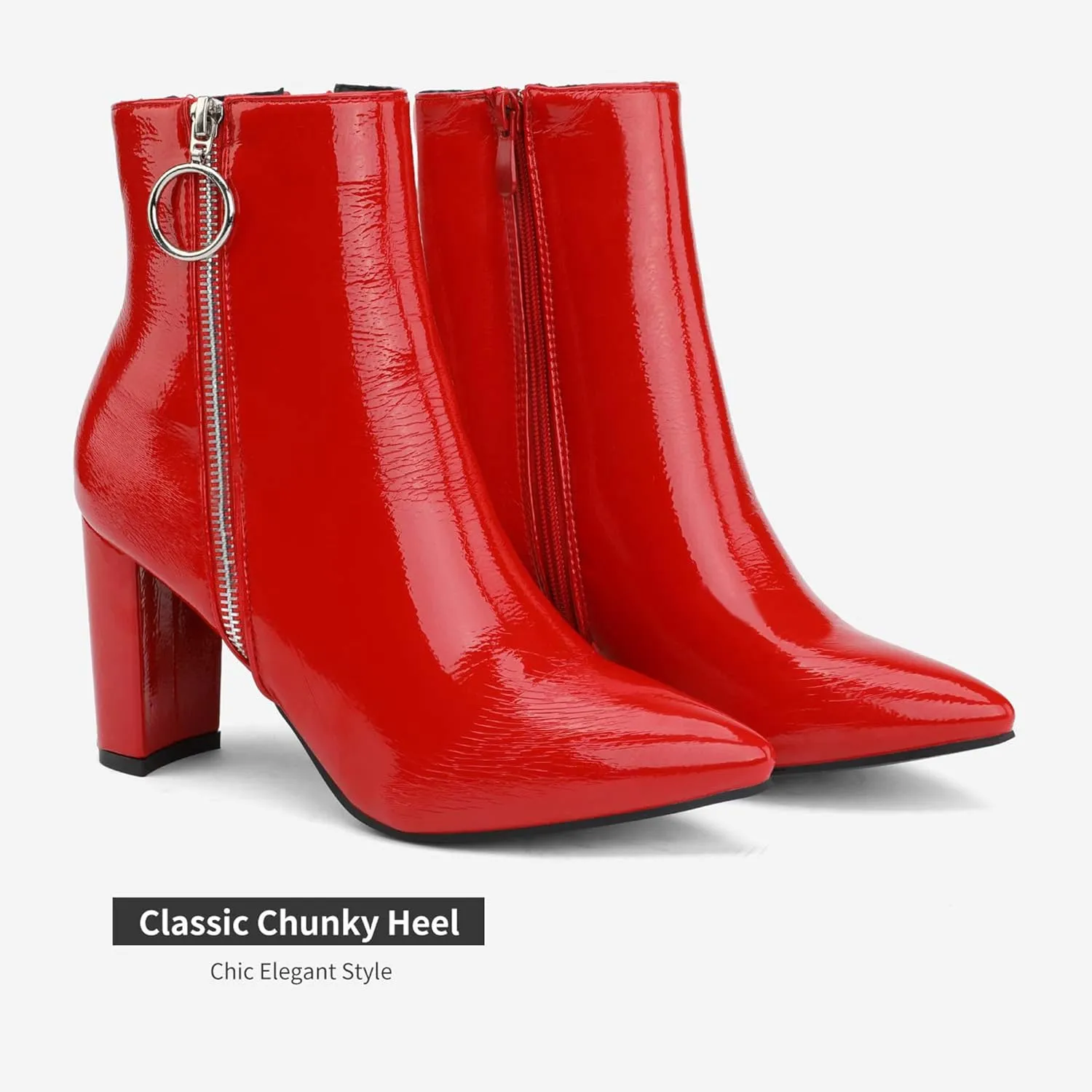 DREAM PAIRS Women's Chunky Heel Ankle Booties Pointed Toe Short Boots