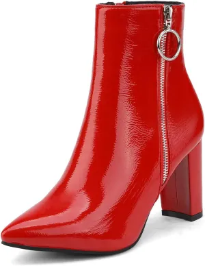 DREAM PAIRS Women's Chunky Heel Ankle Booties Pointed Toe Short Boots
