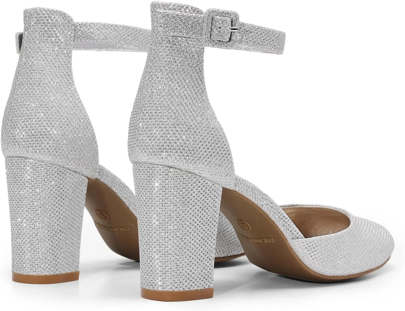 DREAM PAIRS Women's Closed Toe Chunky Heels Ankle Strap Low Block Heels Round Toe Dress Bridal Wedding Pumps Shoes