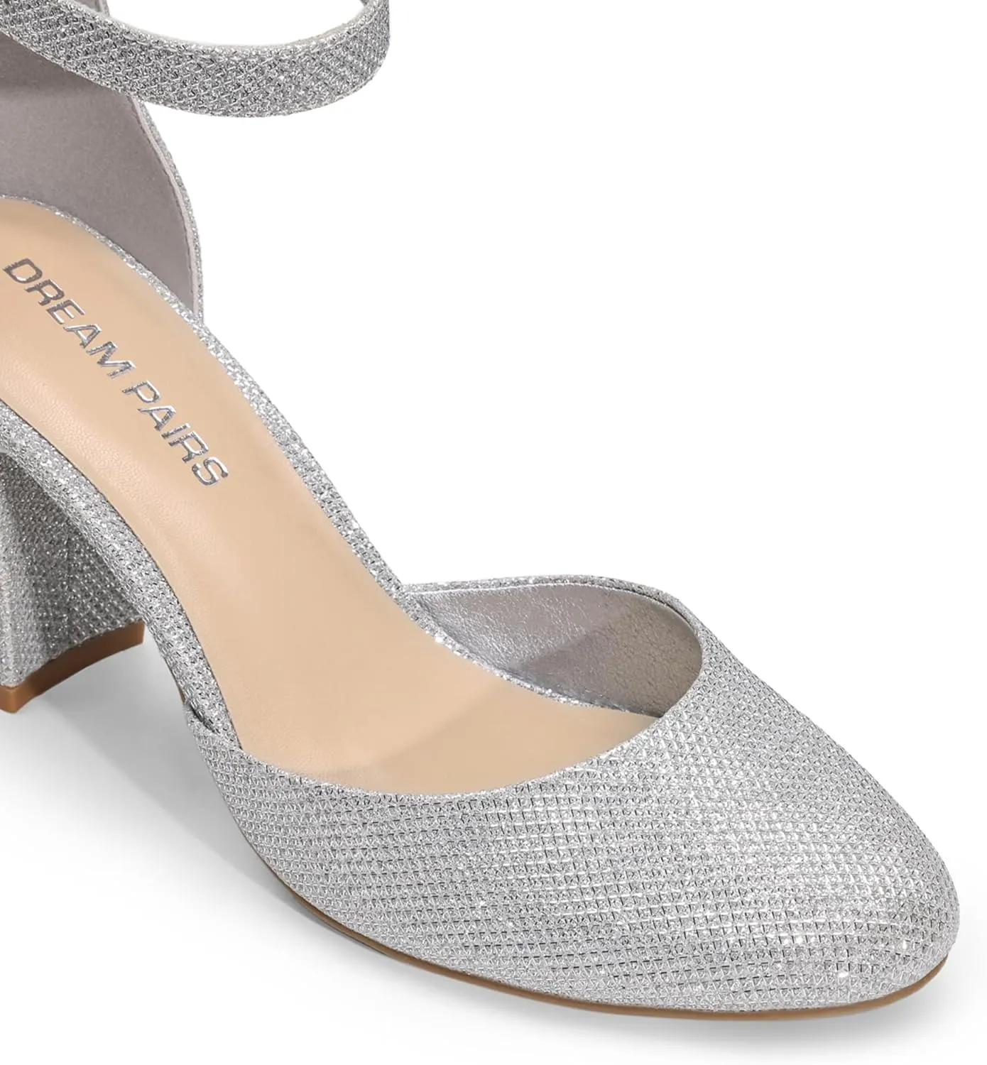 DREAM PAIRS Women's Closed Toe Chunky Heels Ankle Strap Low Block Heels Round Toe Dress Bridal Wedding Pumps Shoes