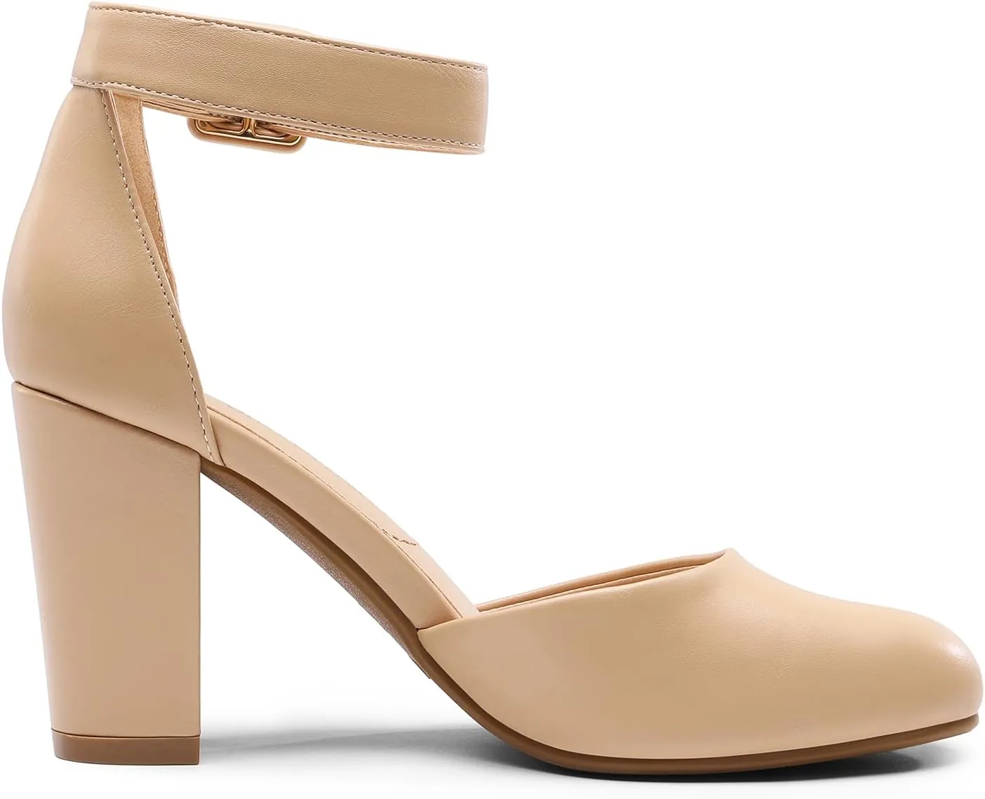 DREAM PAIRS Women's High Heel Ankle Strap Closed Toe Chunky Wedding Pumps Shoes