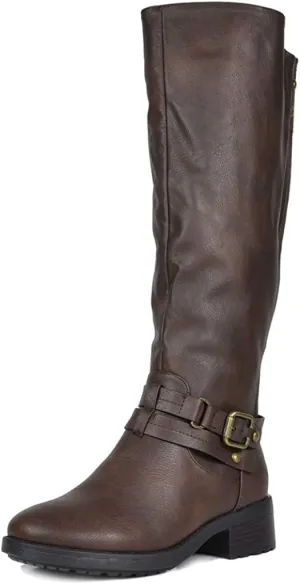 DREAM PAIRS Women's Knee High Boots, Buckle Riding Boots