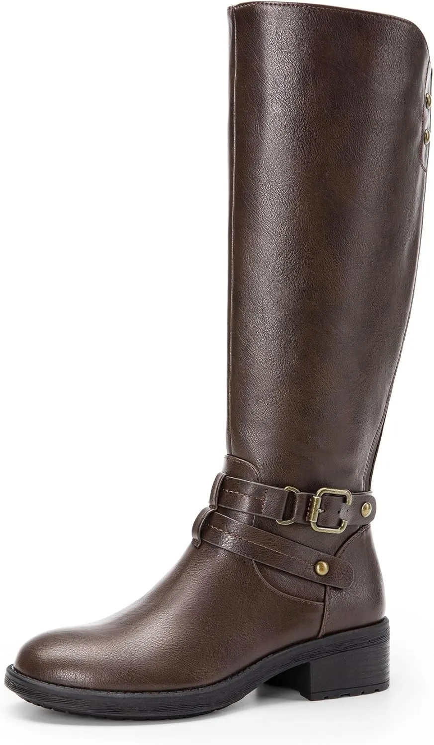 DREAM PAIRS Women's Knee High Boots, Buckle Riding Boots