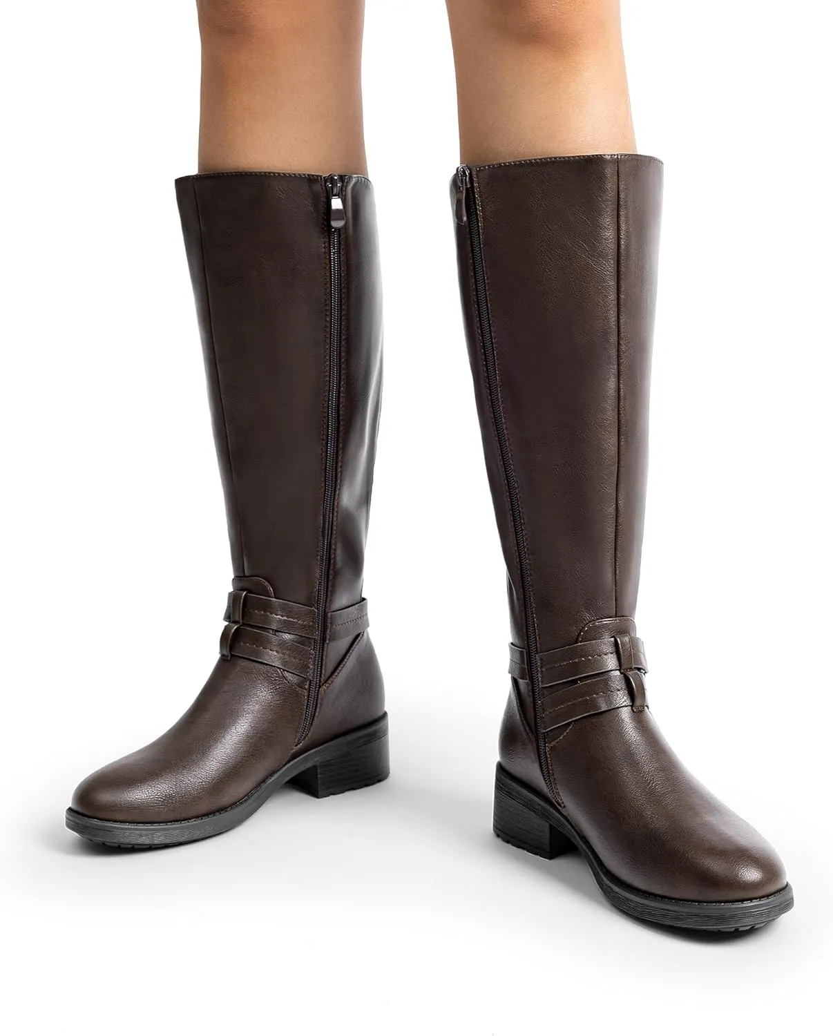 DREAM PAIRS Women's Knee High Boots, Buckle Riding Boots