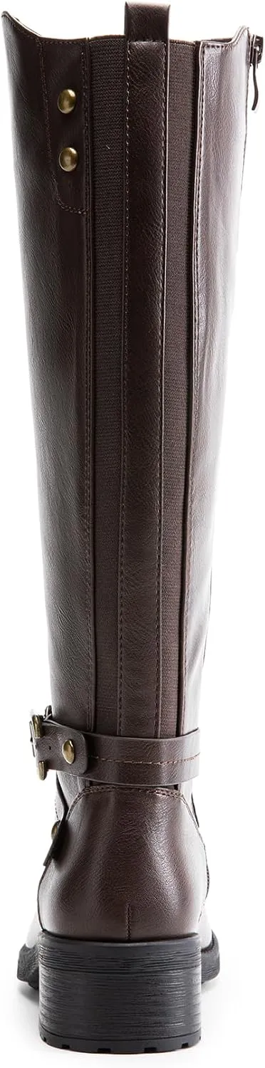 DREAM PAIRS Women's Knee High Boots, Buckle Riding Boots
