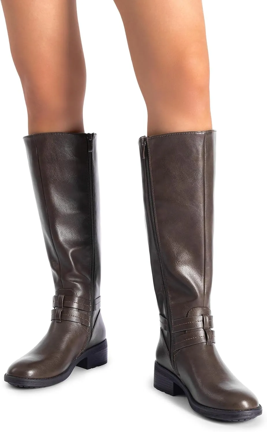 DREAM PAIRS Women's Knee High Boots, Buckle Riding Boots