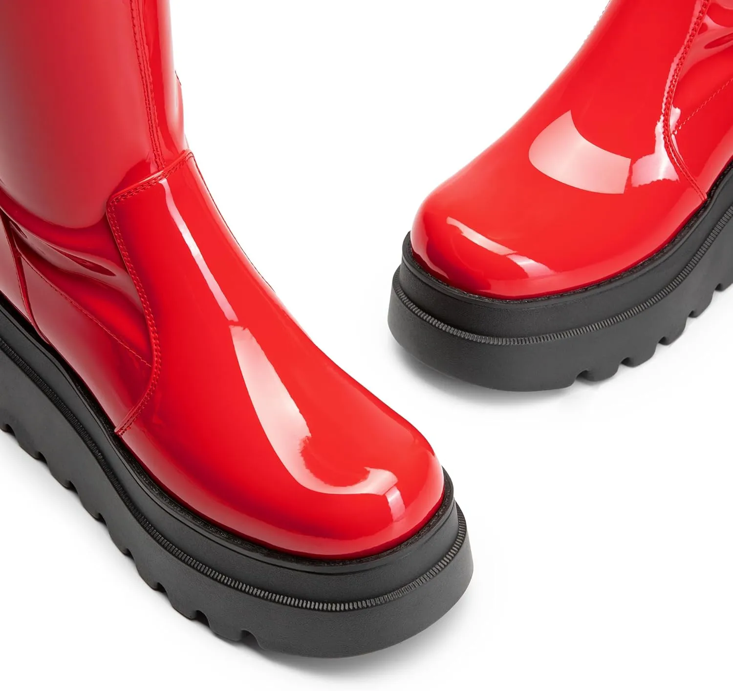DREAM PAIRS Women's Knee High Boots Wedge Platform Chunky Heel Round Toe Side Zipper Fashion Long Tall Sock Boots