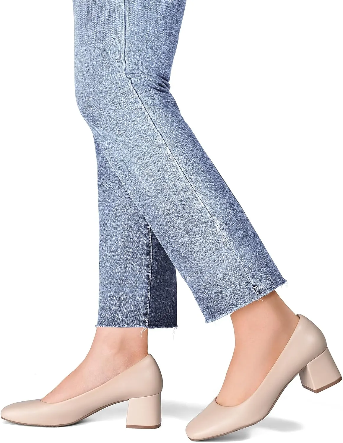 DREAM PAIRS Women's Low Chunky Heels Square Toe Pumps Comfortable Slip On Dress Shoes Wedding Party Office Shoes