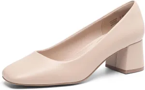 DREAM PAIRS Women's Low Chunky Heels Square Toe Pumps Comfortable Slip On Dress Shoes Wedding Party Office Shoes
