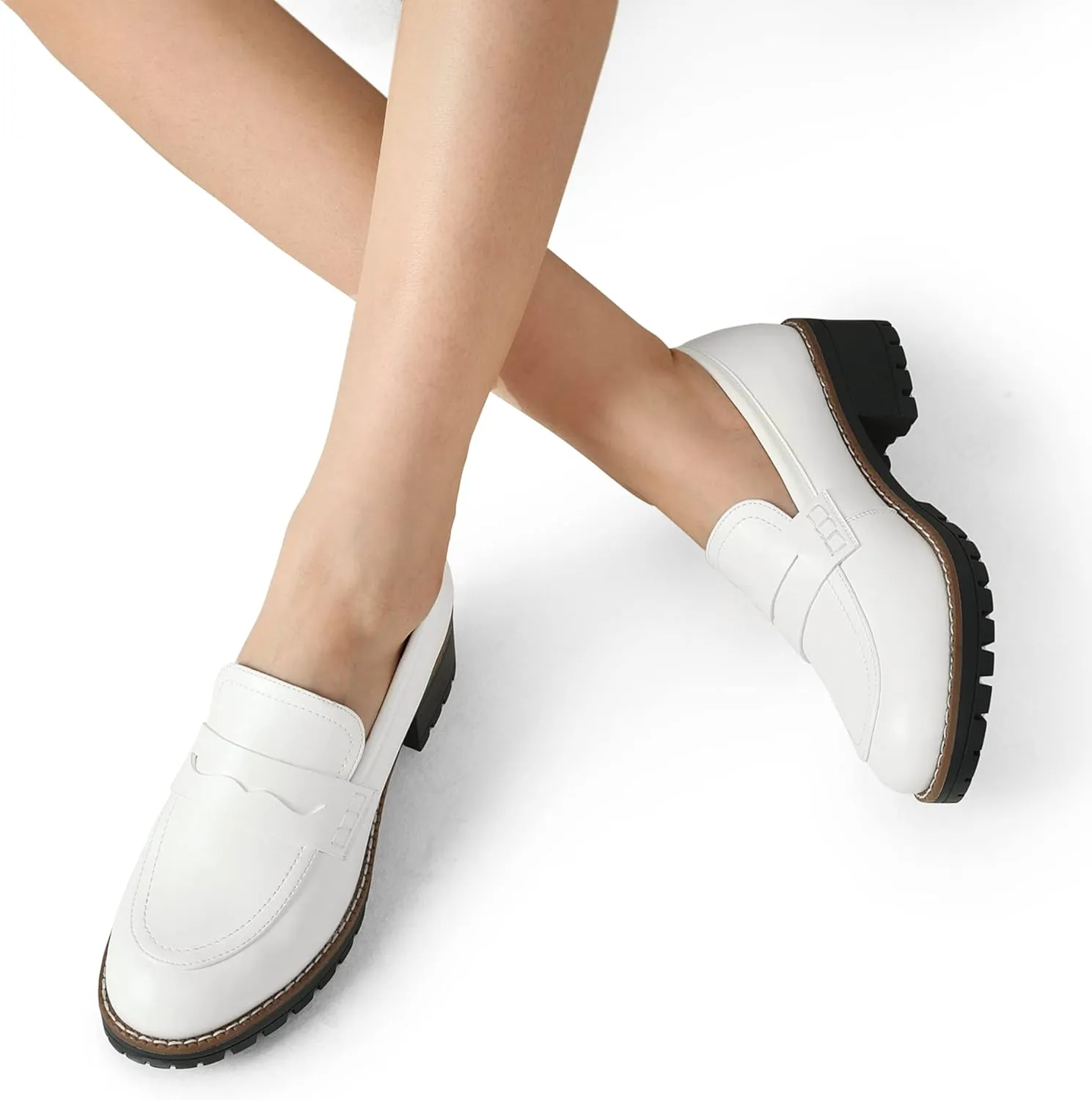 DREAM PAIRS Women's Platform Chunky Heeled Loafers, Womens Business Casual Shoes