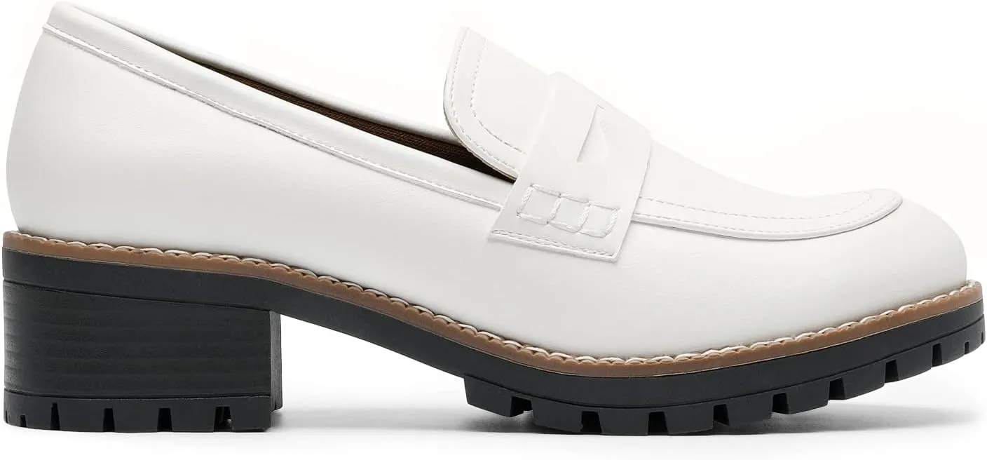 DREAM PAIRS Women's Platform Chunky Heeled Loafers, Womens Business Casual Shoes