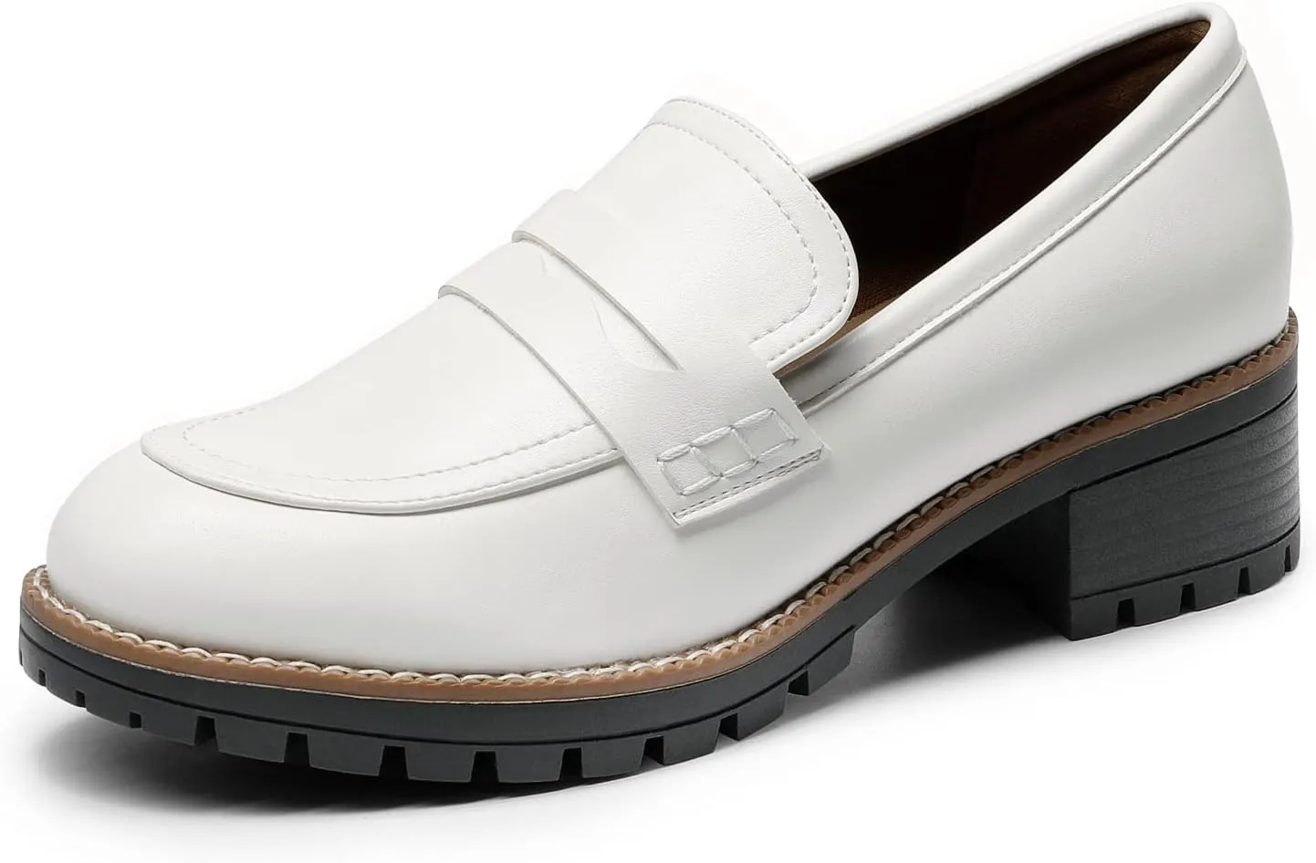 DREAM PAIRS Women's Platform Chunky Heeled Loafers, Womens Business Casual Shoes
