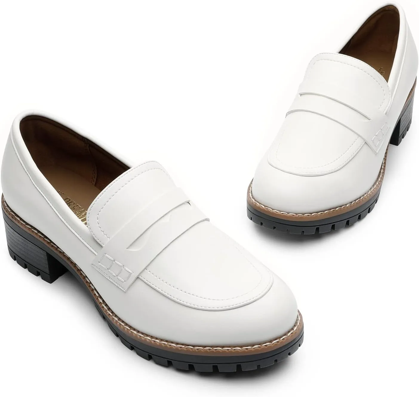 DREAM PAIRS Women's Platform Chunky Heeled Loafers, Womens Business Casual Shoes