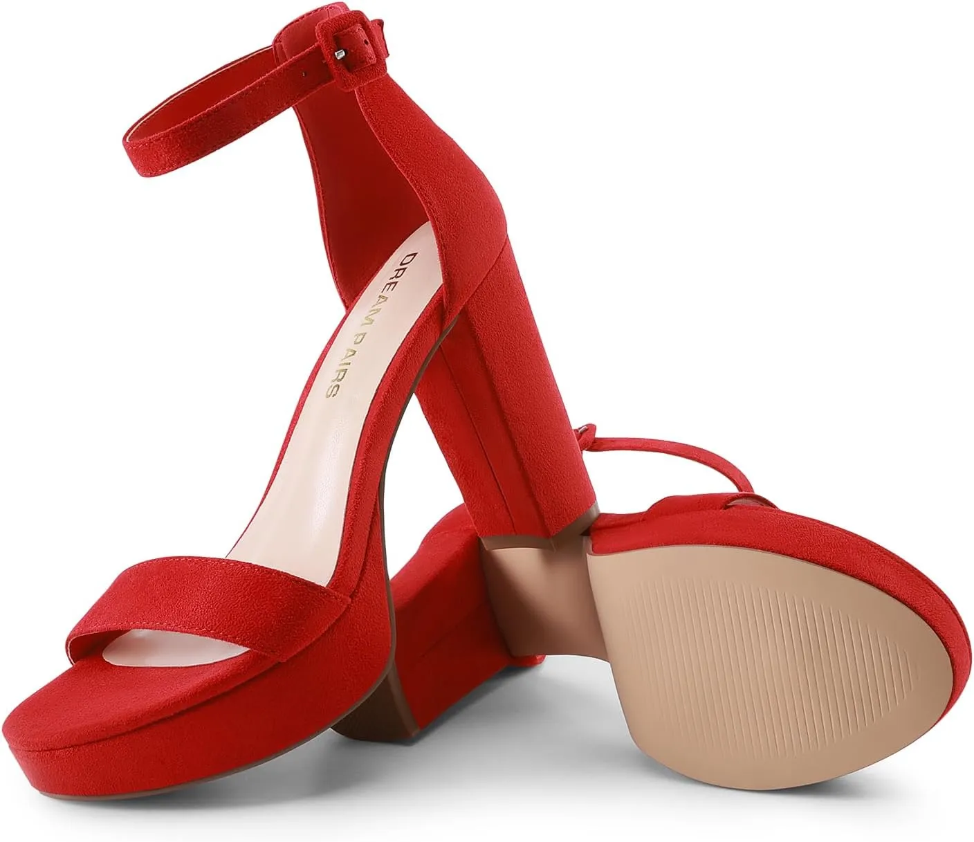 DREAM PAIRS Women's Platform Chunky High Heeled Sandals Open Toe Block Heels Ankle Strap Dress Shoes for Wedding Party Evening