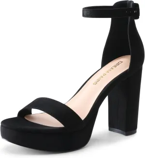 DREAM PAIRS Women's Platform Chunky High Heeled Sandals Open Toe Block Heels Ankle Strap Dress Shoes for Wedding Party Evening